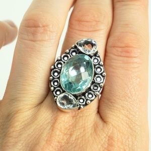 Sterling Silver Plated Blue Topaz Ring